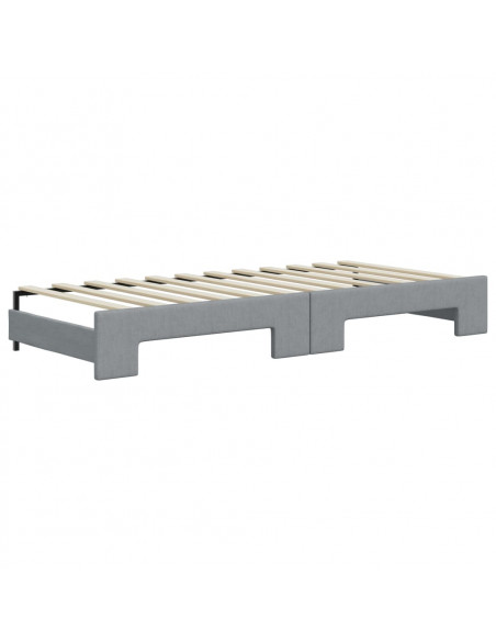 Divano Letto Estraibile Cassetti Grigio Chiaro 90x200cm Tessuto