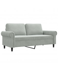Divano a 2 Posti Grigio Chiaro 140 cm in Velluto 2