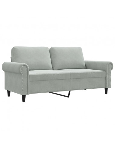 Divano a 2 Posti Grigio Chiaro 140 cm in Velluto