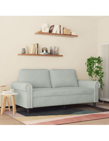 Divano a 2 Posti Grigio Chiaro 140 cm in Velluto