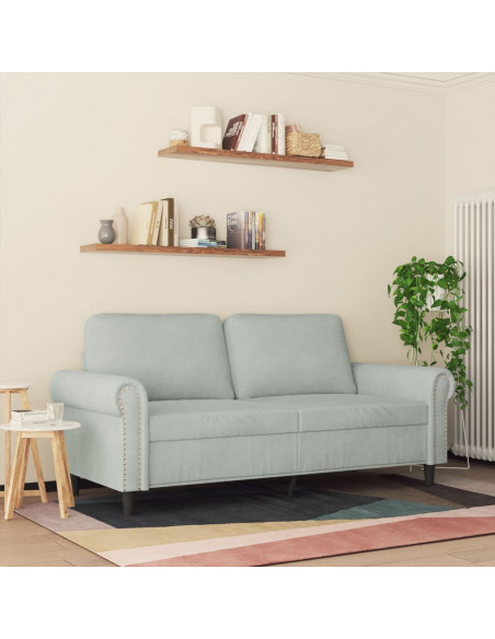 Divano a 2 Posti Grigio Chiaro 140 cm in Velluto