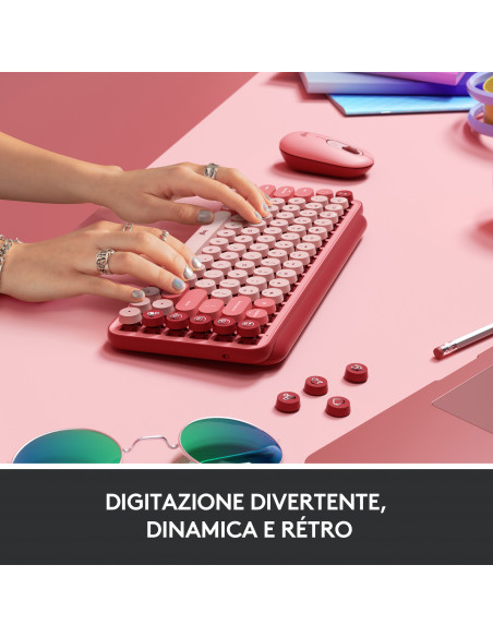 Logitech POP Keys Tastiera Meccanica Wireless con Tasti Emoji Personalizzabili, Design Compatto Durevole, Connettività Bluetoot