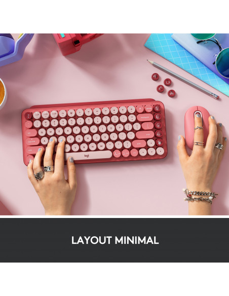 Logitech POP Keys Tastiera Meccanica Wireless con Tasti Emoji Personalizzabili, Design Compatto Durevole, Connettività Bluetoot