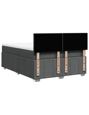 Giroletto a Molle con Materasso Grigio Scuro 160x200 cm Tessuto