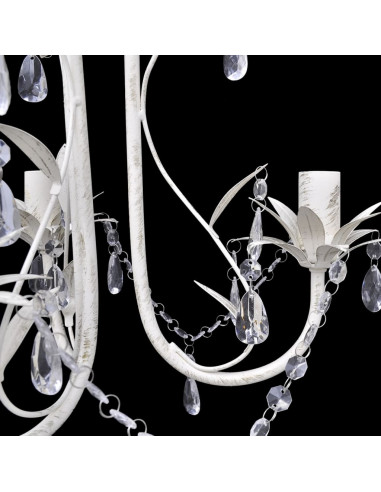 Lampadario con Pendenti in Cristallo 4 pz Bianco Elegante