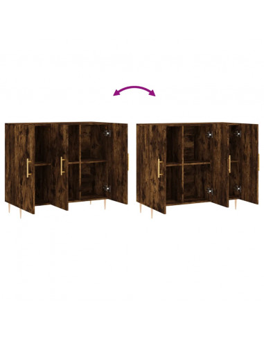 Credenza Rovere Fumo 90x34x80 cm in Legno Multistrato