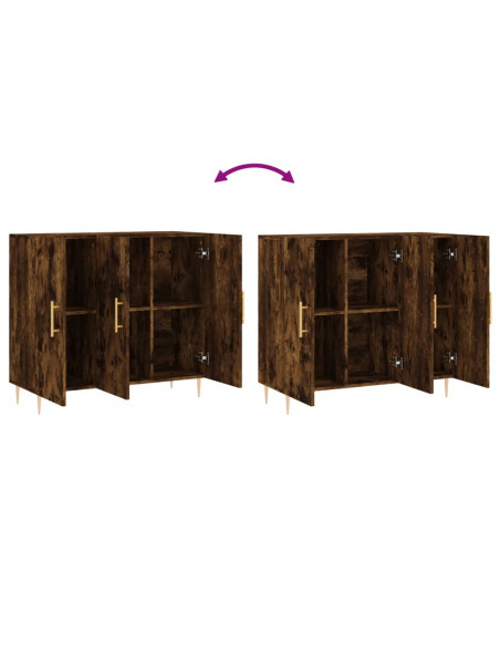Credenza Rovere Fumo 90x34x80 cm in Legno Multistrato
