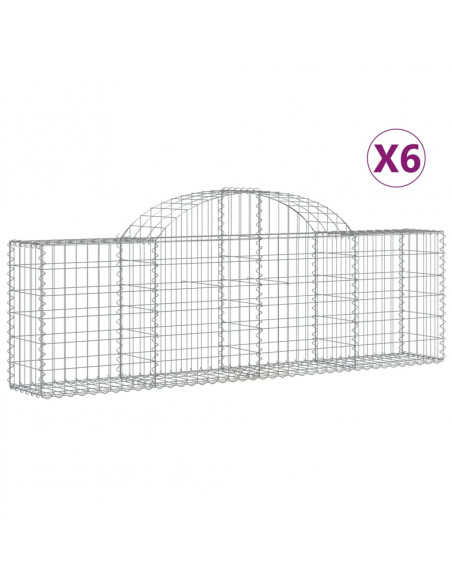 Cesti Gabbioni ad Arco 6 pz 200x30x60/80 cm Ferro Zincato