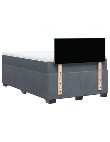 Giroletto a Molle con Materasso Grigio Scuro 120x190 cm Velluto