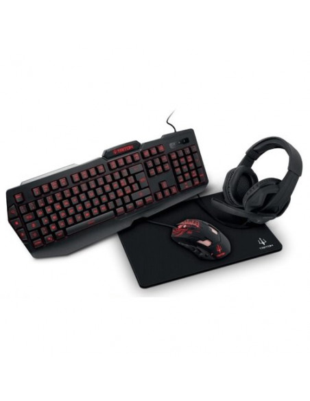 STARTER KIT GAMING TRITON by Atlantis KT410: TASTIERA RETROILLUM 3Colori + MOUSE RETROILLUM  fino a 3200dpi + CUFFIA+ TAPPETINO