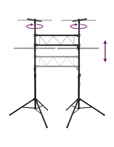 Stativo per Luci Nero 238x115x(180-300) cm Acciaio
