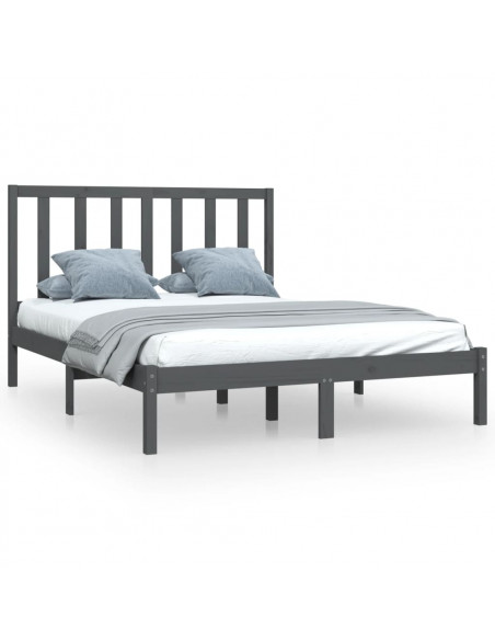 Giroletto Grigio in Legno Massello di Pino 135x190 cm Double