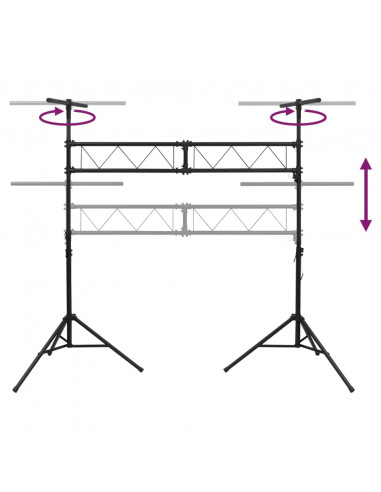 Stativo per Luci Nero 338x115x(180-300) cm Acciaio