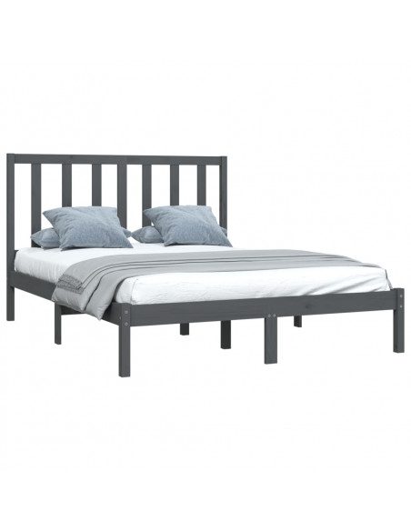 Giroletto Grigio in Legno Massello di Pino 135x190 cm Double