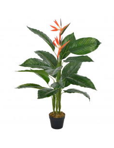 Strelitzia Artificiale con Vaso Rosso 100 cm