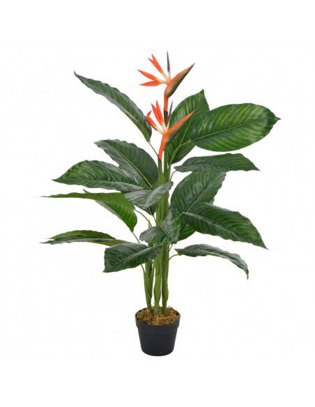 Strelitzia Artificiale con Vaso Rosso 100 cm