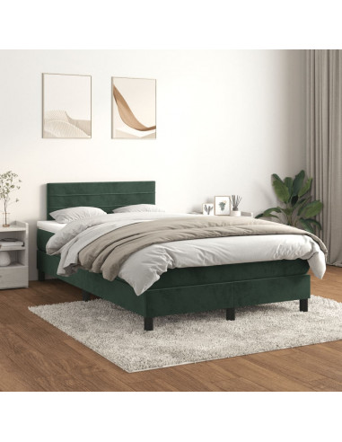 Giroletto a Molle con Materasso Verde Scuro 120x190 cm Velluto