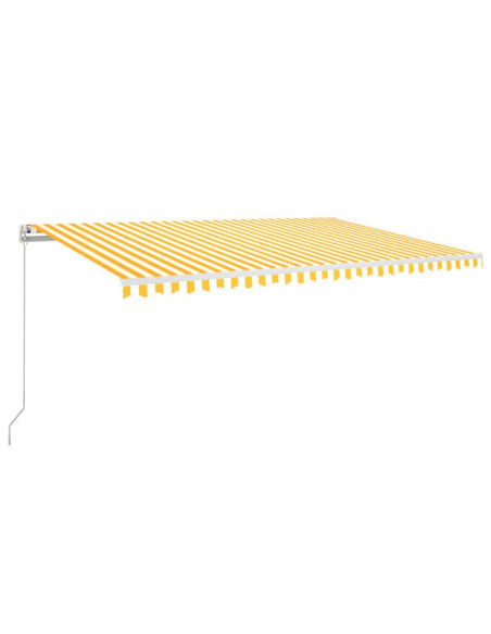 Tenda da Sole Retrattile Manuale LED 350x250 cm Gialla e Bianca
