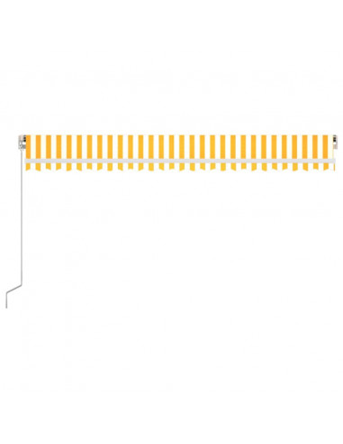Tenda da Sole Retrattile Manuale LED 350x250 cm Gialla e Bianca