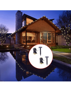 Stringa Solare di Luci LED 2 pz Bianco Caldo