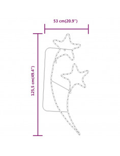 Stringhe Luci a Forma di Stella 8pz Bianco Caldo 125,5x53x4,5cm