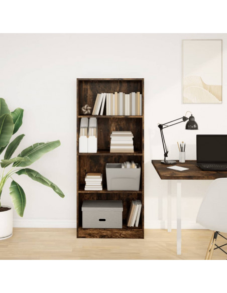 Libreria Rovere Fumo 60x24x143 cm in Legno Multistrato