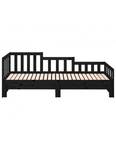 Dormeuse Estraibile Nera 2x(80x200) cm Legno Massello di Pino