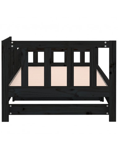 Dormeuse Estraibile Nera 2x(80x200) cm Legno Massello di Pino