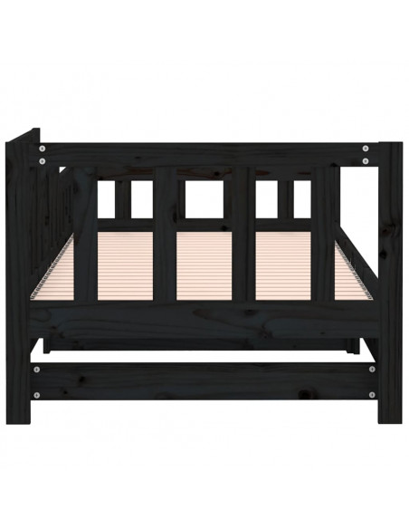 Dormeuse Estraibile Nera 2x(80x200) cm Legno Massello di Pino