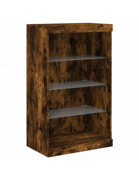 Credenze con Luci LED 3 pz Rovere Fumo in Legno Multistrato