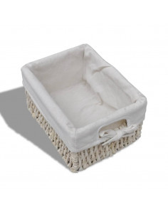 Struttura in Legno con 5 Cestini Intrecciati Bianchi