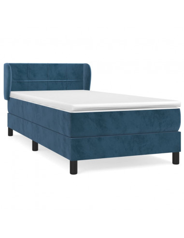 Giroletto a Molle con Materasso Blu Scuro 90x200 cm in Velluto