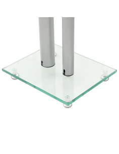 Supporti per Altoparlanti 2pz Vetro Temperato a Colonne Argento