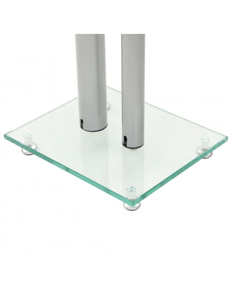 Supporti per Altoparlanti 2pz Vetro Temperato a Colonne Argento