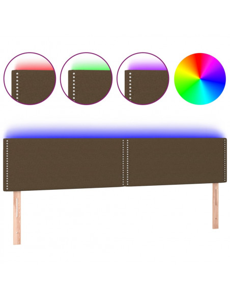 Testiera a LED Marrone Scuro 180x5x78/88 cm in Tessuto