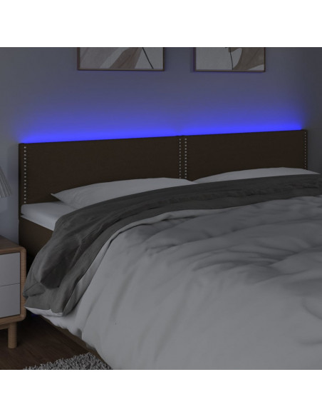 Testiera a LED Marrone Scuro 180x5x78/88 cm in Tessuto