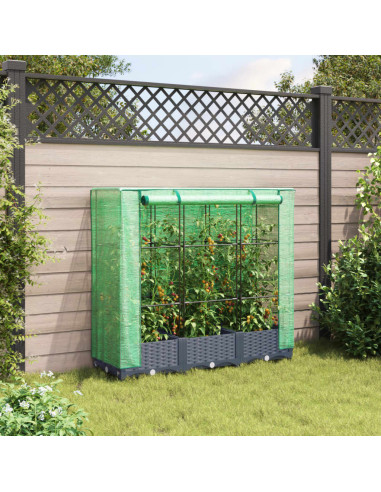 Letto Rialzato con Copertura Serra Effetto Rattan 120x40x123 cm