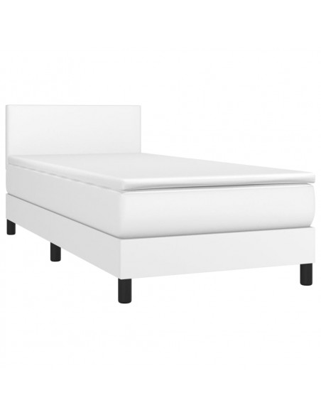 Giroletto Molle con Materasso e LED Bianco 90x200 cm Similpelle