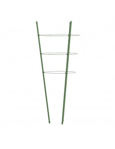 Supporti Piante da Giardino con 3 Anelli 5pz Verde 60cm Acciaio