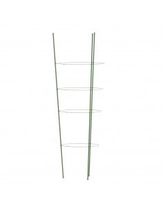Supporti Piante da Giardino con 4 Anelli 5pz Verde 90cm Acciaio