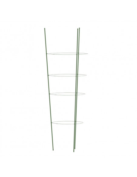 Supporti Piante da Giardino con 4 Anelli 5pz Verde 90cm Acciaio