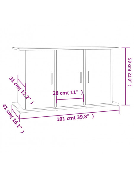 Supporto Acquario 101x41x58 cm Legno Multistrato Grigio Cemento