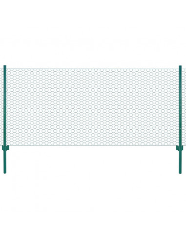 Rete per Recinzione con Pali in Acciaio 25x0,75 m Verde
