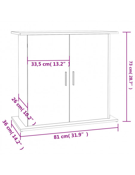 Supporto Acquario 81x36x73 cm Legno Multistrato Grigio Cemento