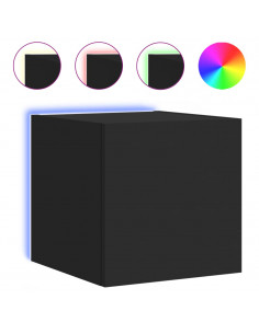 Mobili TV a Parete con Luci LED 2pz Neri 30,5x35x30 cm 2
