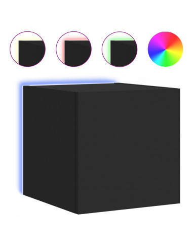 Mobili TV a Parete con Luci LED 2pz Neri 30,5x35x30 cm