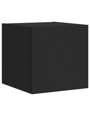 Mobili TV a Parete con Luci LED 2pz Neri 30,5x35x30 cm