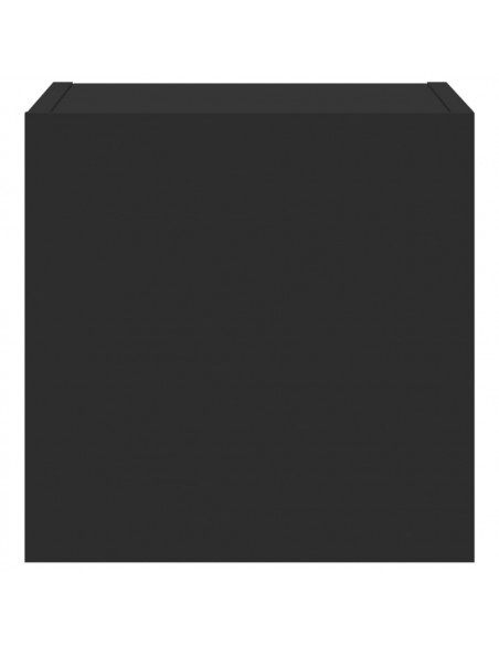 Mobili TV a Parete con Luci LED 2pz Neri 30,5x35x30 cm