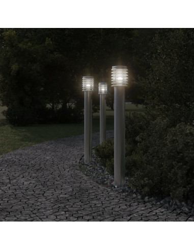 Lampada da Terra per Esterni Presa Argento 110 cm in Acciaio