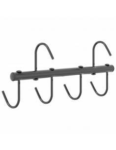 Supporto Briglie con 6 Ganci Girevoli Nero in Acciaio